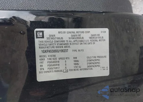 2008 GMC Yukon Denali z USA, uszkodzony, nr VIN 1GKFK63868J196237